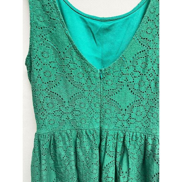 Mystic Womens Sleeveless Line Eyelet Lace Mini A-Line Dress Turquoise Size Small - Picture 6 of 6